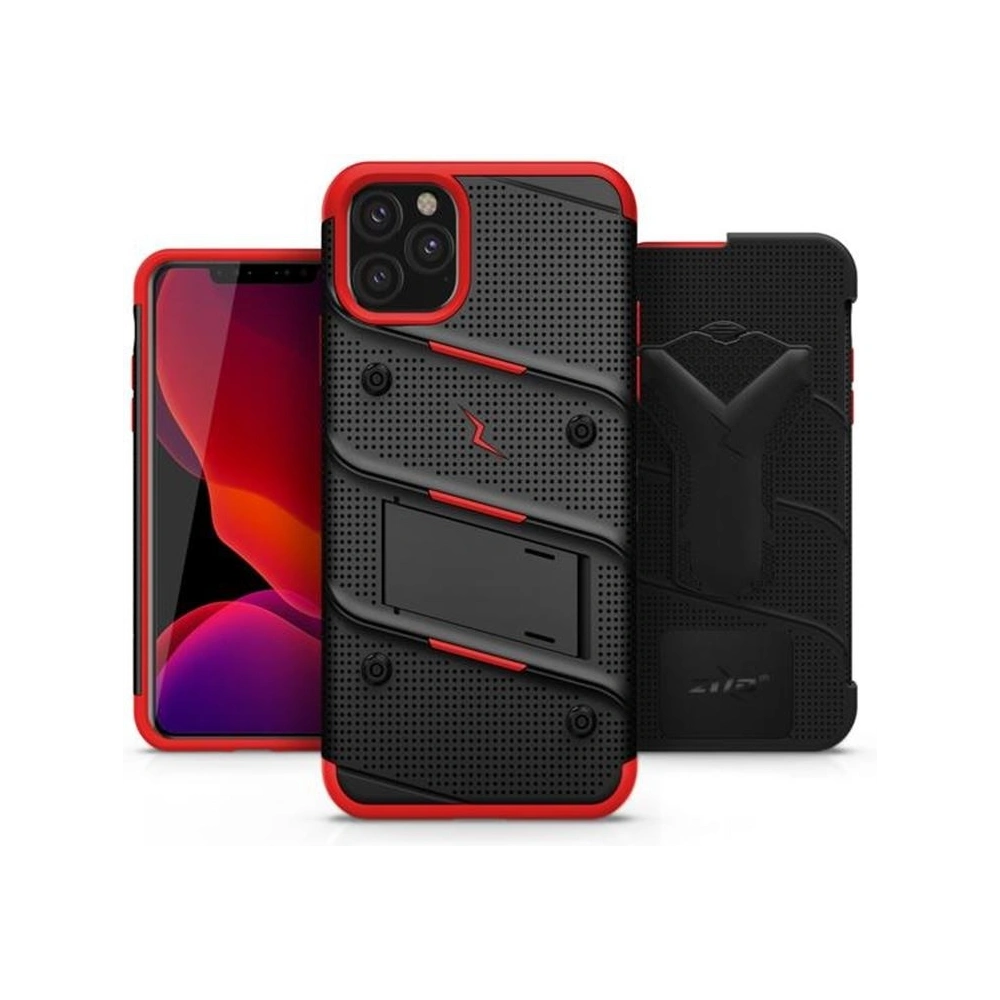 Wholesale Zizo Bolt Cover - Case for iPhone 11 Pro with Military Grade + Glass Screen Protector & Kickstand and Holster (Red/Black) - ZIZ017BLKRED - {ean13} - Hurt