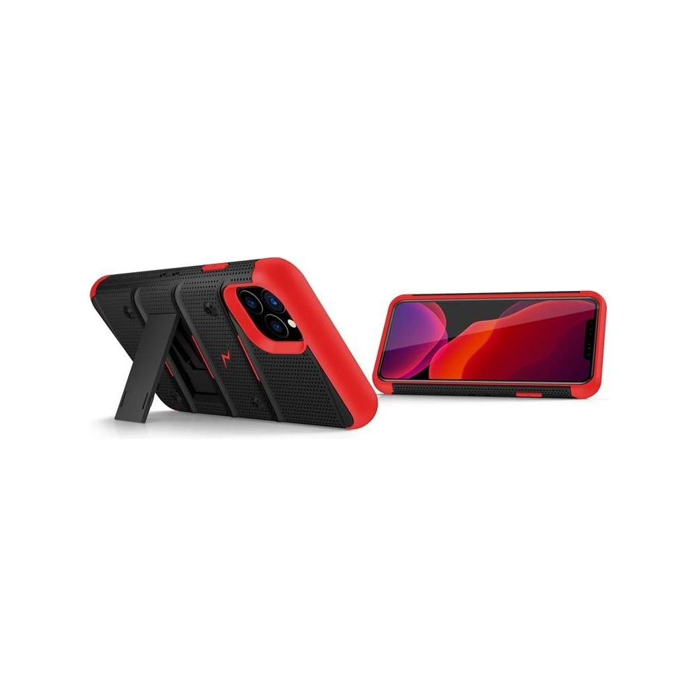 Wholesale Zizo Bolt Cover - Case for iPhone 11 Pro with Military Grade + Glass Screen Protector & Kickstand and Holster (Red/Black) - ZIZ017BLKRED - {ean13} - Hurt