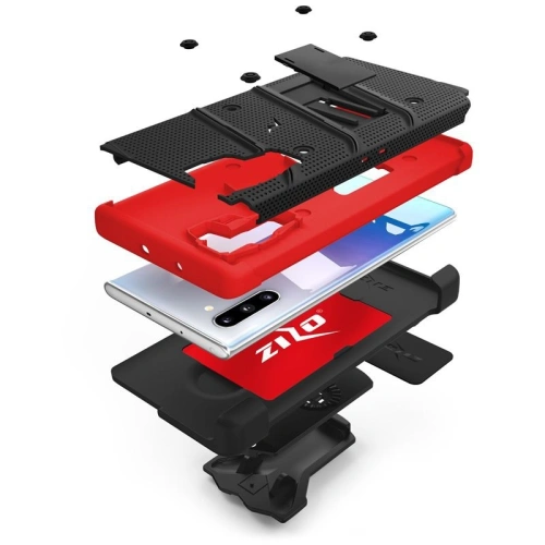 Pancerne etui Zizo Bolt Cover Samsung Galaxy Note 10 oraz podstawka & uchwyt do paska (Black/Red)