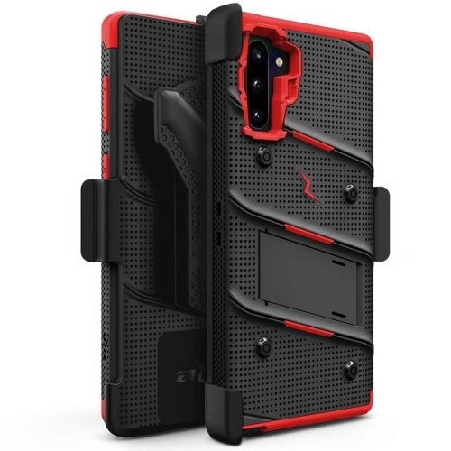 Pancerne etui Zizo Bolt Cover Samsung Galaxy Note 10 oraz podstawka & uchwyt do paska (Black/Red)