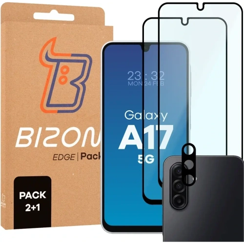 2x Szkło na ekran + szkło na aparat BIZON Edge Pack do Samsung Galaxy A17 5G