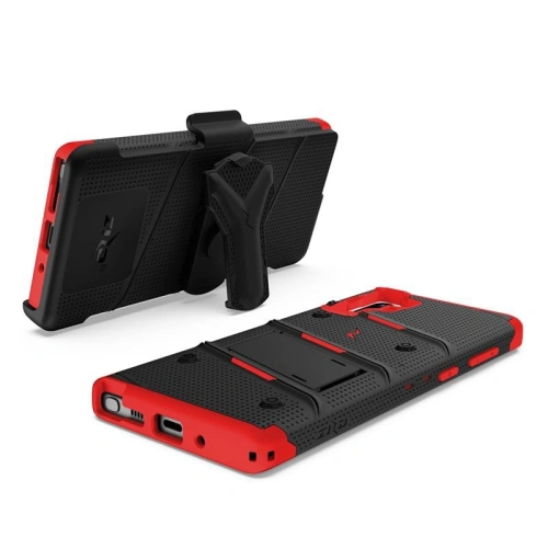 Pancerne etui Zizo Bolt Cover Samsung Galaxy Note 10 oraz podstawka & uchwyt do paska (Black/Red)