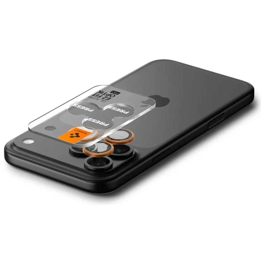 Osłona aparatu Spigen Optik Pro Glas.tr ez Fit Camera Protector do Apple iPhone 16 Pro / Max / 17 Pro / Max Orange [2 PACK]