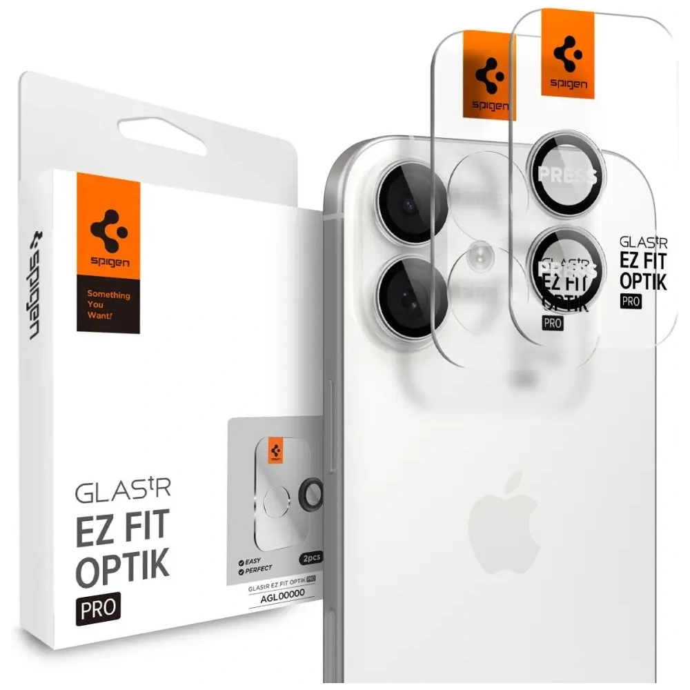 Osłona aparatu Spigen Optik Pro Glas.tr ez Fit Camera Protector do Apple iPhone 16 / 16 Plus / 17 Silver [2 PACK]