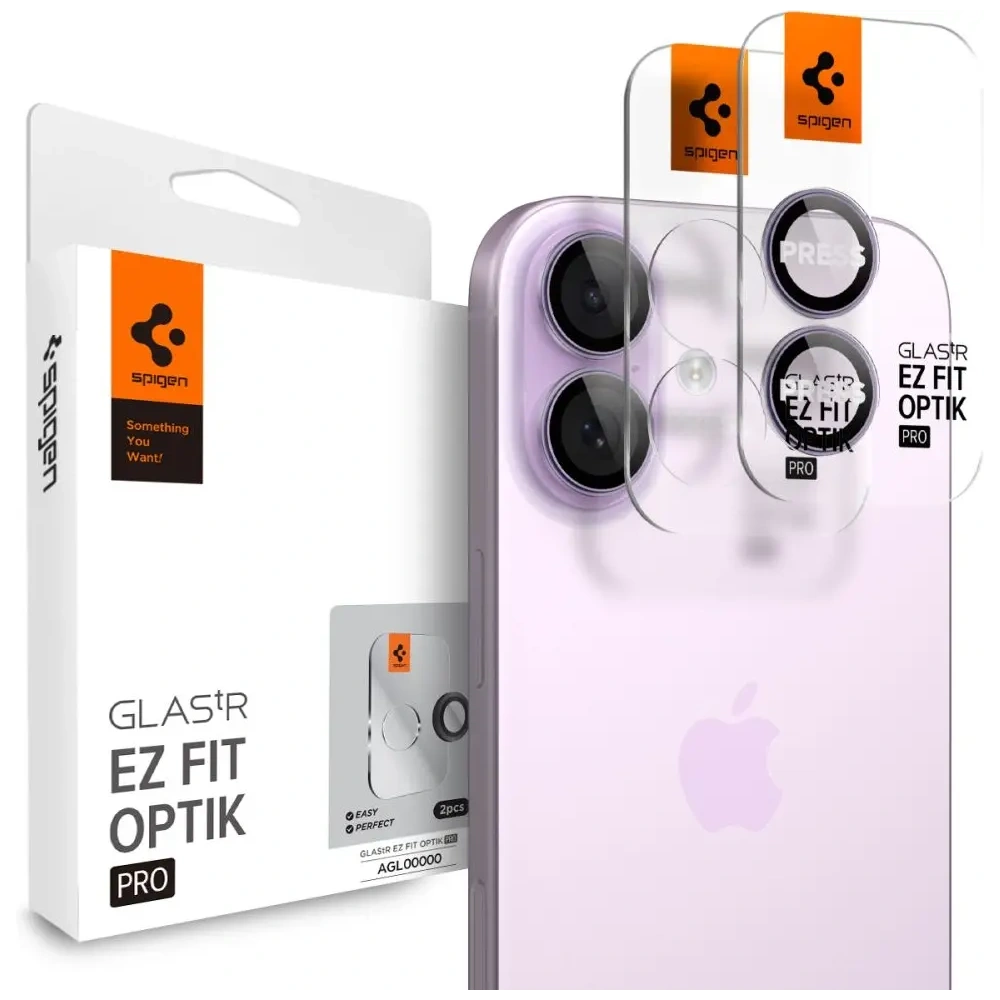 Osłona aparatu Spigen Optik Pro Glas.tr ez Fit Camera Protector do Apple iPhone 16 / 16 Plus / 17 Purple [2 PACK]