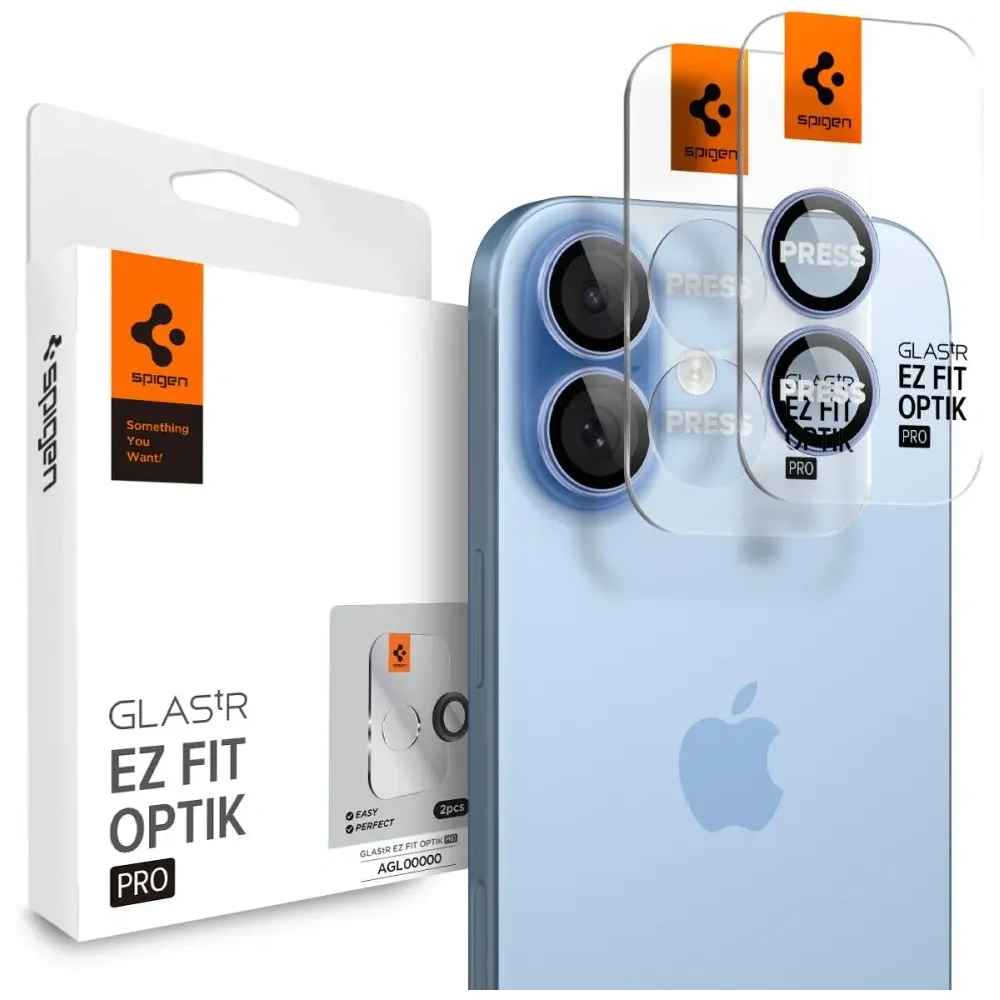 Osłona aparatu Spigen Optik Pro Glas.tr ez Fit Camera Protector do Apple iPhone 16 / 16 Plus / 17 Blue [2 PACK]