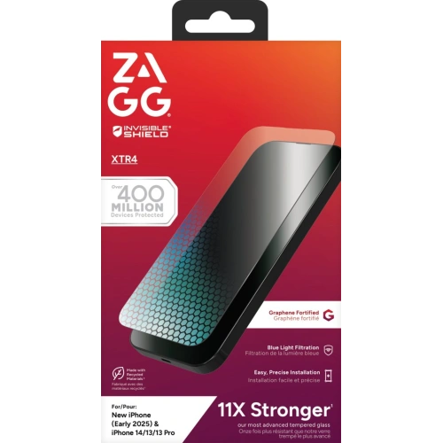 Szkło hartowane z filtrem światła niebieskiego ZAGG XTR4 do Apple iPhone 16e / 15 / 14 / 13