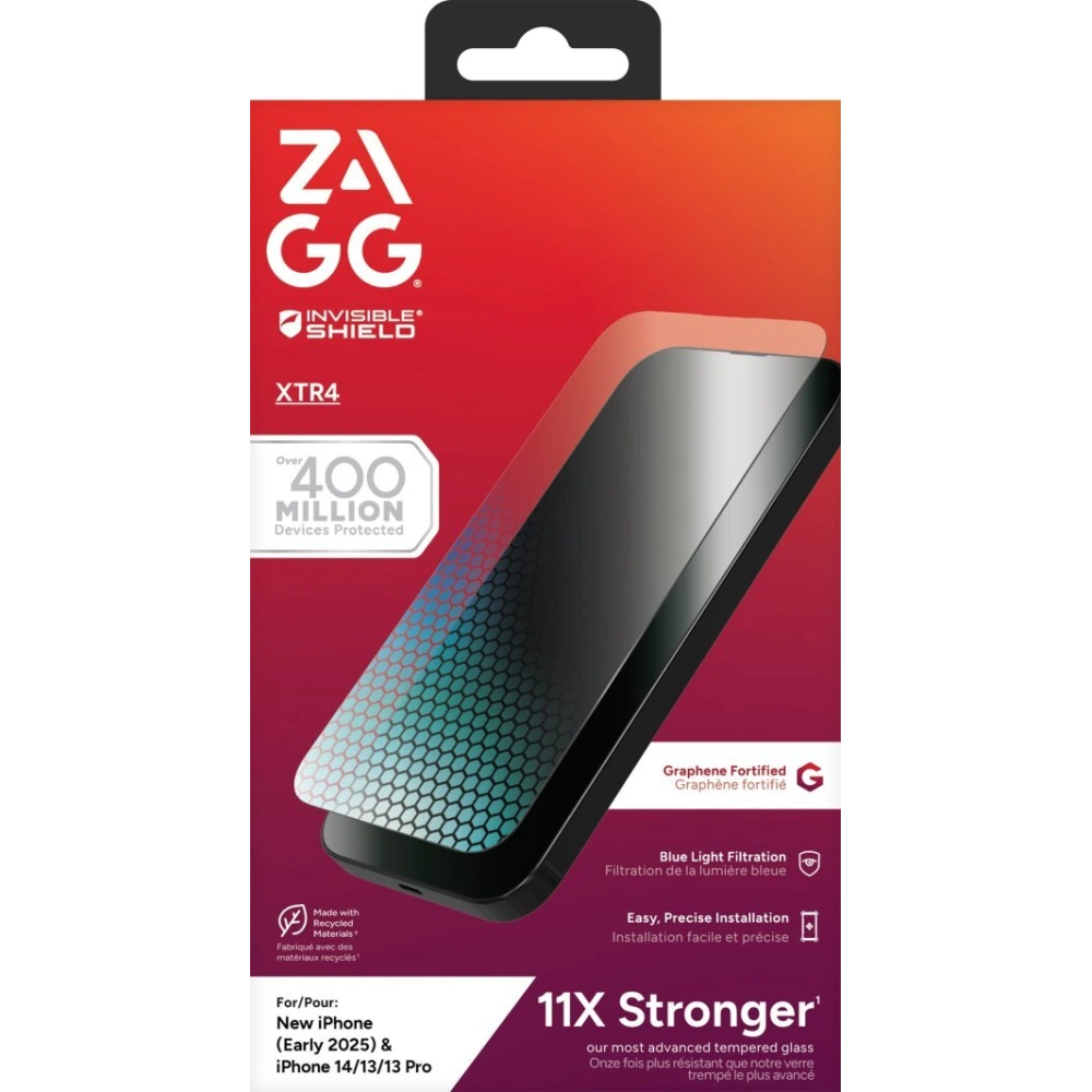 Szkło hartowane z filtrem światła niebieskiego ZAGG XTR4 do Apple iPhone 16e / 15 / 14 / 13