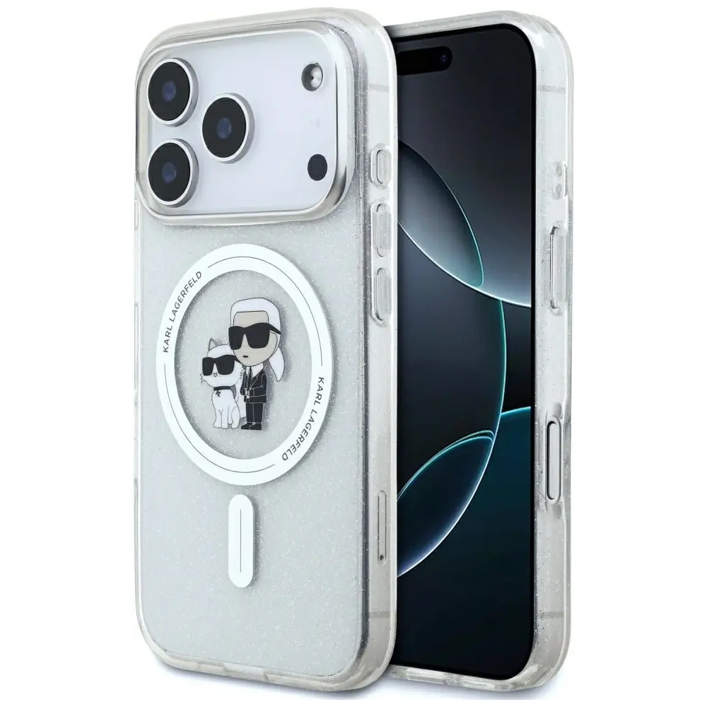 Etui Karl Lagerfeld IML Karl Choupette Glitter MagSafe do Apple iPhone 17 Pro Max przezroczysty