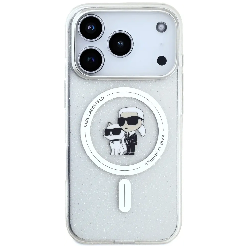 Etui Karl Lagerfeld IML Karl Choupette Glitter MagSafe do Apple iPhone 17 Pro Max przezroczysty