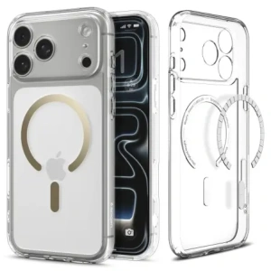 Etui Spigen Ultra Hybrid Mag MagSafe do Apple iPhone 17 Pro Max Clear/gold