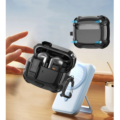 Etui Tech-Protect Carbonox MagSafe do Samsung Galaxy Buds 3 / 3 FE / 3 Pro Black