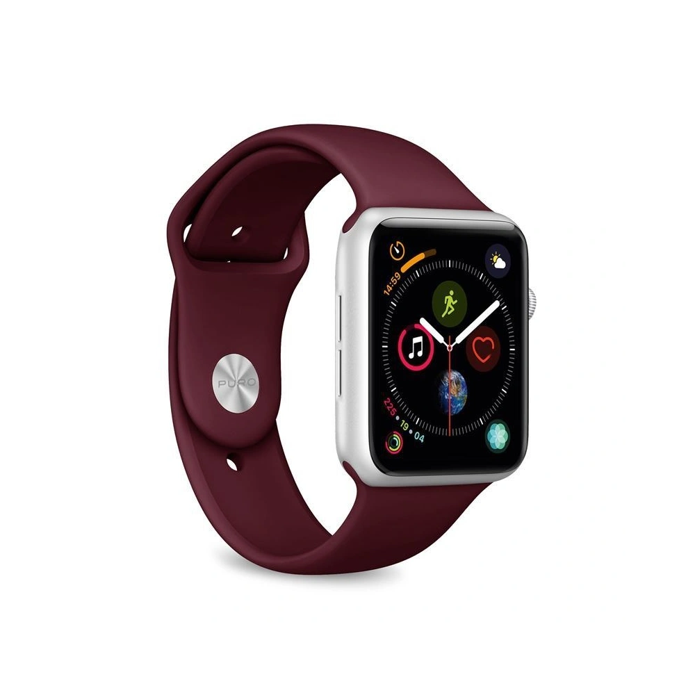 Hurtownia GSM - Elastický pásek PURO ICON Band Apple Watch 4/5/6/7/SE/8/9/Ultra 44/45/49mm (S/M & M/L) (bordový) - PUR139RED - {ean13} - Hurt