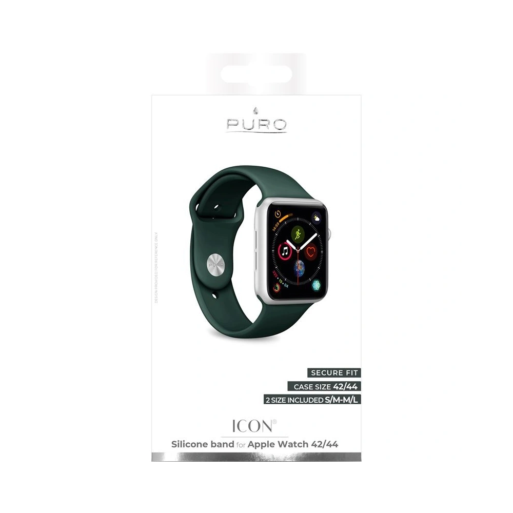 Hurtownia GSM - Elastický pásek PURO ICON Band Apple Watch 4/5/6/7/SE/8/9/Ultra 44/45/49mm (S/M & M/L) (tmavě zelený) - PUR140GRN - {ean13} - Hurt