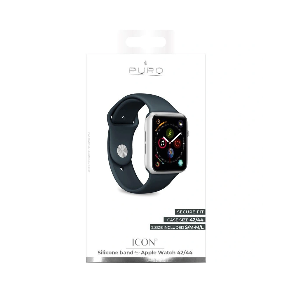 Wholesale Flexible PURO ICON Band Apple Watch 4/5/6/7/SE/8/9/Ultra 44/45/49mm (S/M & M/L) (Navy Blue) - PUR142NAV - {ean13} - Hurt