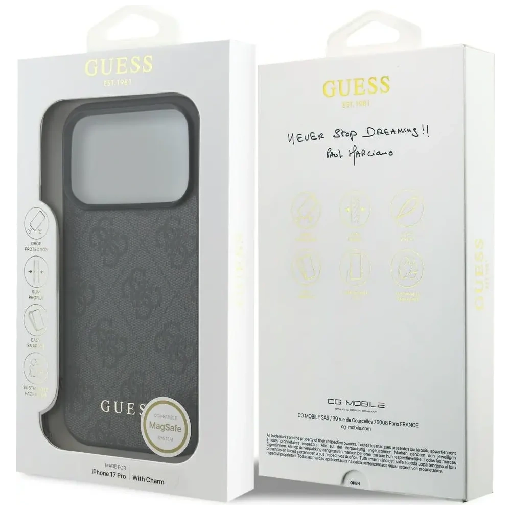Etui Guess 4G Charms Collection MagSafe do Apple iPhone 17 Pro czarny