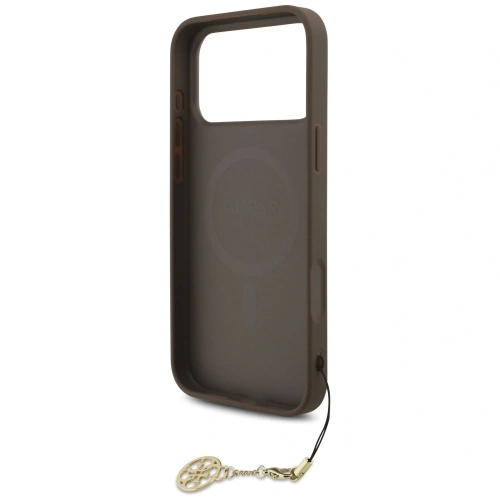 Etui Guess 4G Charms Collection MagSafe do Apple iPhone 17 Pro Max brązowy