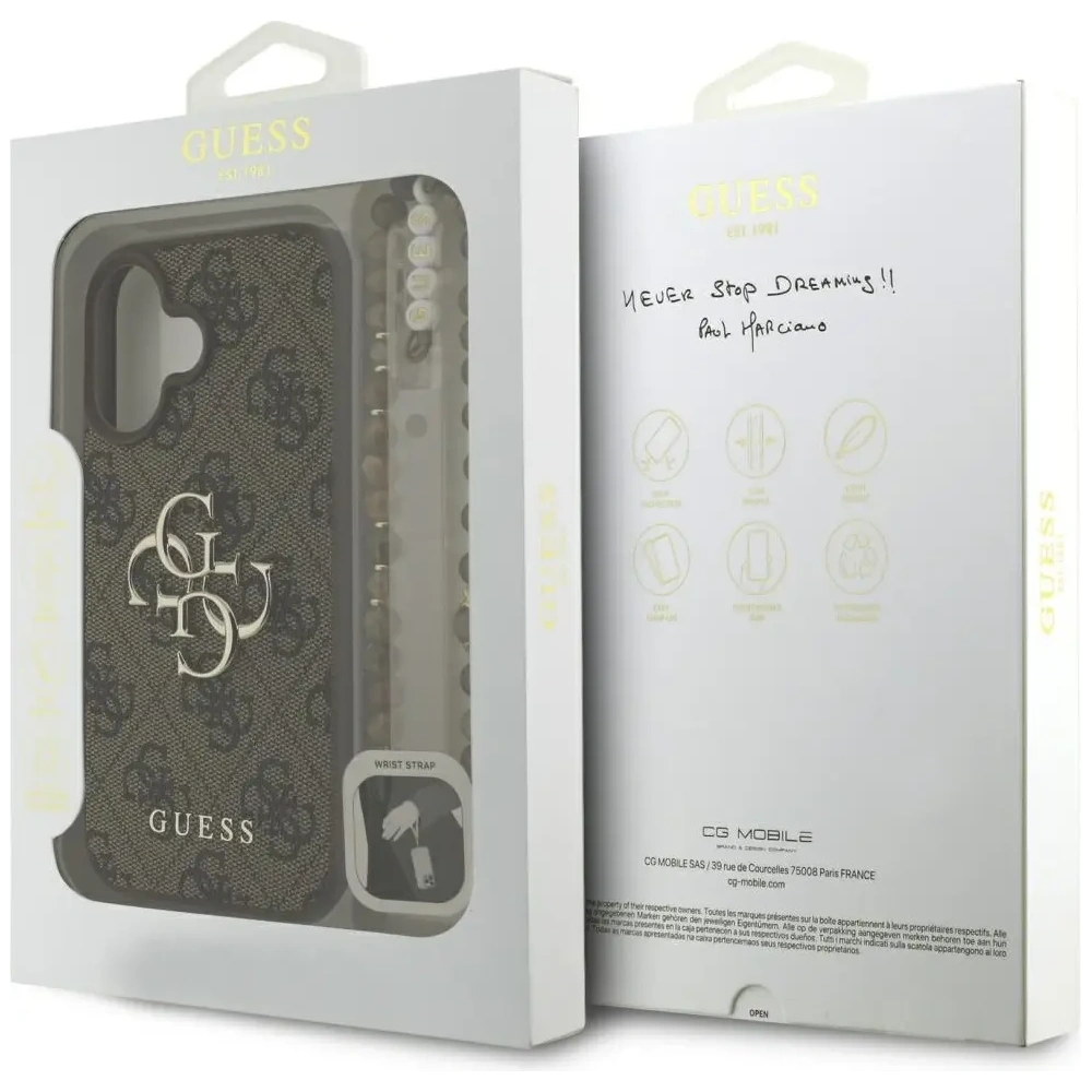 Etui Guess 4G Strap 4G Classic Logo do Apple iPhone 16 brązowy