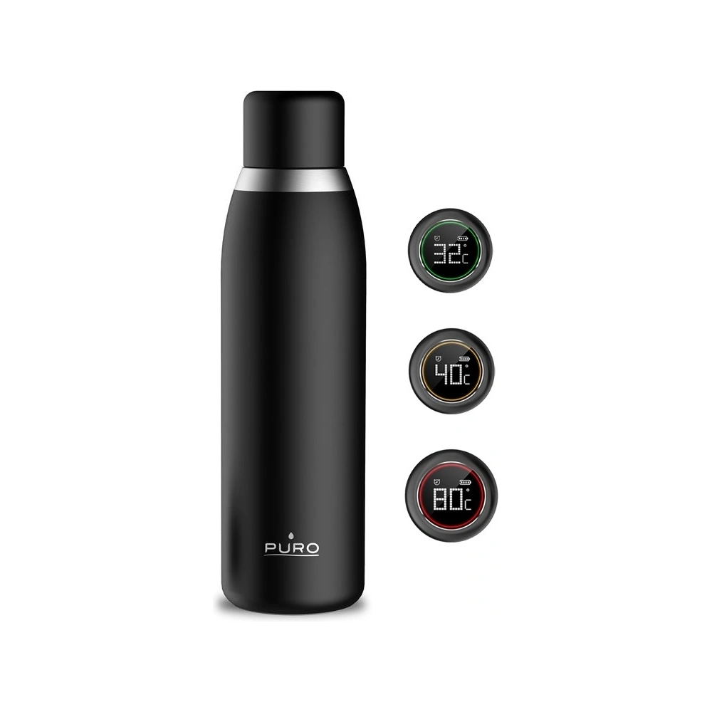 Hurtownia GSM - Termos PURO Smart Bottle 500ml INOX s chytrým víčkem LED (černá) - PUR144BLK - {ean13} - Hurt