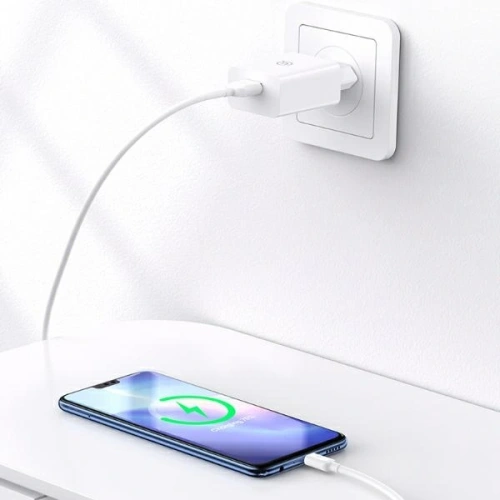 Ładowarka sieciowa USAMS 18W + kabel USB-A / USB-C 1m Fast Charging biały