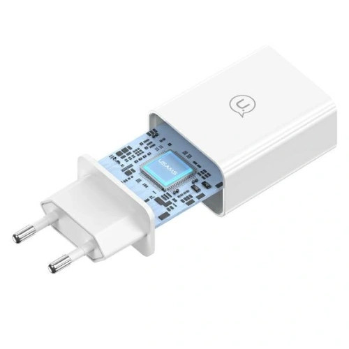 Ładowarka sieciowa USAMS 18W + kabel USB-A / USB-C 1m Fast Charging biały