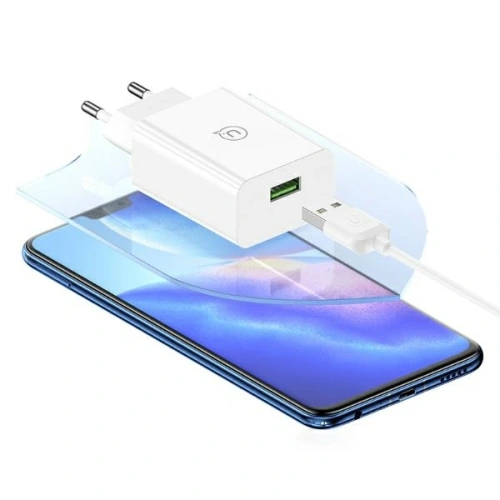 Ładowarka sieciowa USAMS 18W + kabel USB-A / USB-C 1m Fast Charging biały