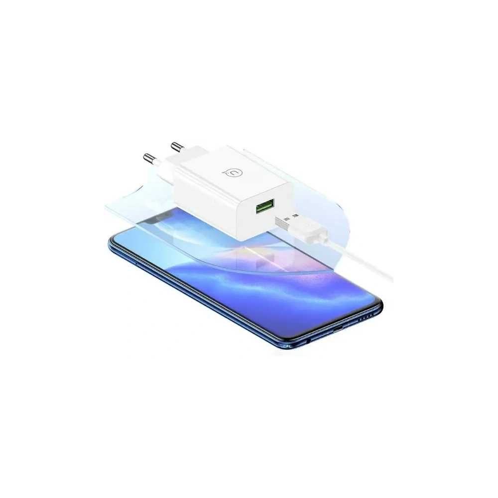 Ładowarka sieciowa USAMS 18W + kabel USB-A / USB-C 1m Fast Charging biały