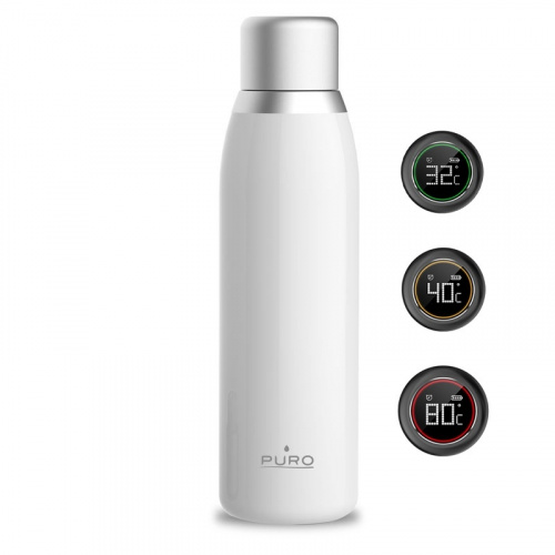 Hurtownia Puro - 8033830282362 - PUR145WHT - Butelka termiczna PURO Smart Bottle 500ml INOX z inteligentną nakrętka LED (White) - B2B homescreen