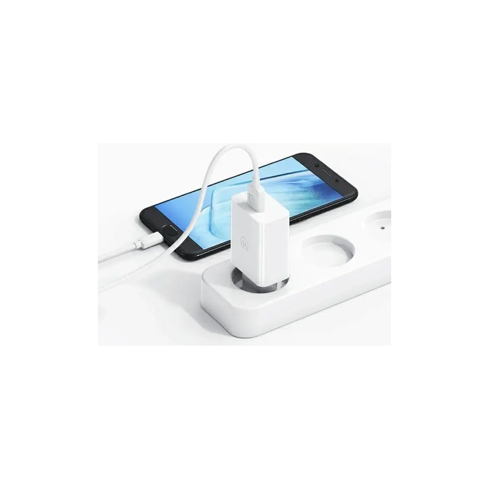 Ładowarka sieciowa USAMS 18W + kabel USB-A / USB-C 1m Fast Charging biały