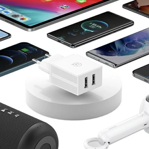 Ładowarka sieciowa USAMS 2xUSB-A 18W + kabel USB-A / Lightning Fast Charging biały