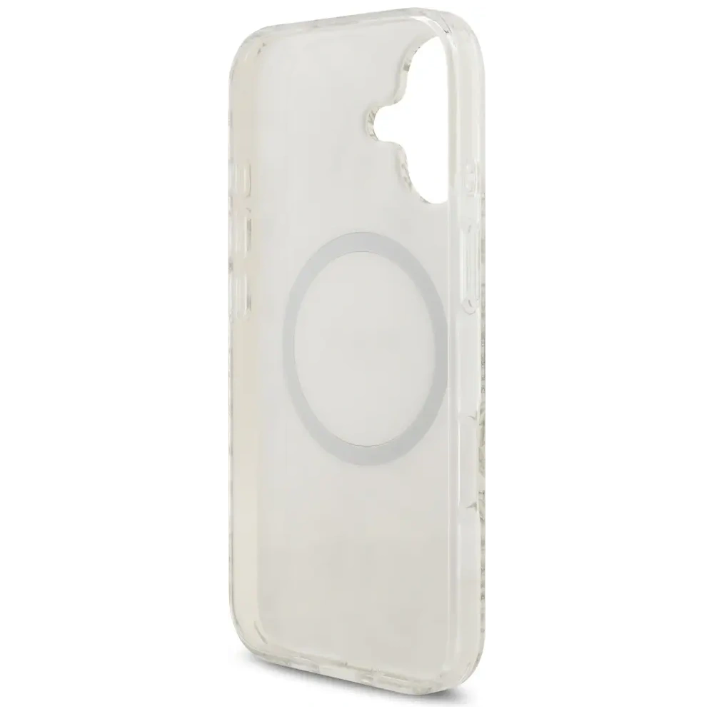Etui Guess IML Flowers Electro Pearl Strap MagSafe do Apple iPhone 17 biały