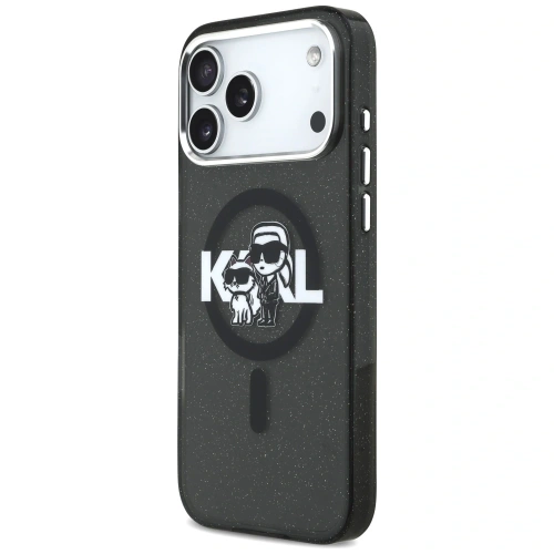 Etui Karl Lagerfeld IML Glitter Karl & Choupette Sketch Logo MagSafe do Apple iPhone 17 Pro Max czarny