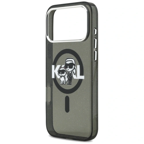 Etui Karl Lagerfeld IML Glitter Karl & Choupette Sketch Logo MagSafe do Apple iPhone 17 Pro Max czarny