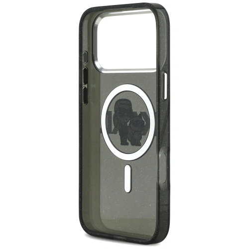 Etui Karl Lagerfeld IML Glitter Karl & Choupette Sketch Logo MagSafe do Apple iPhone 17 Pro Max czarny