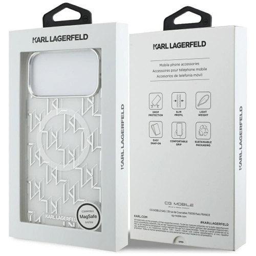 Etui Karl Lagerfeld IML KL Monogram MagSafe do Apple iPhone 17 Pro Max biały