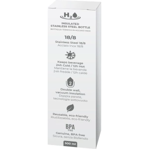 PURO H2O Thermal Stainless Steel Water Bottle 500ml (Matt Black)