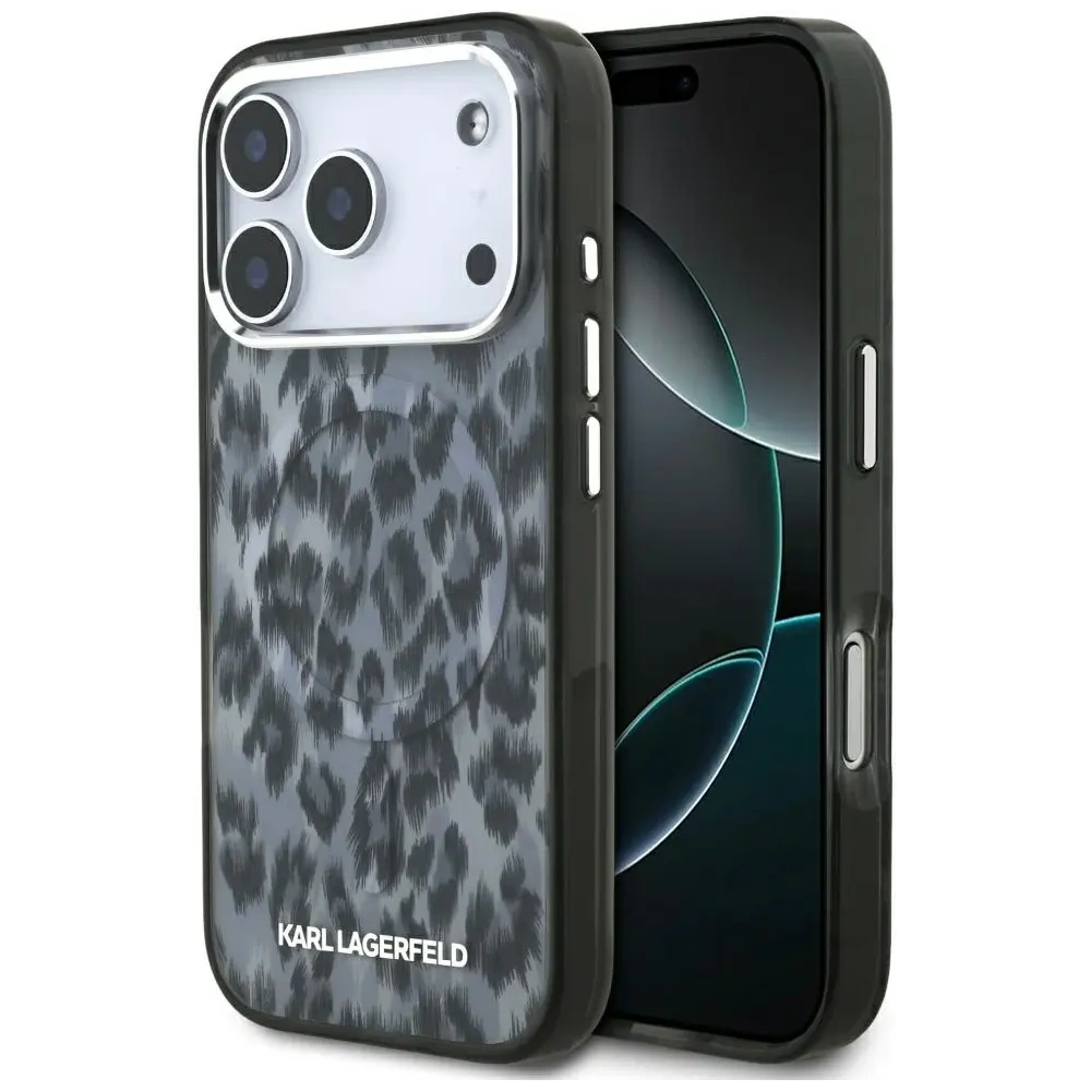Etui Karl Lagerfeld IML Leopard Pattern MagSafe do Apple iPhone 17 Pro czarny
