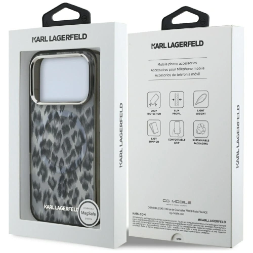 Etui Karl Lagerfeld IML Leopard Pattern MagSafe do Apple iPhone 17 Pro czarny