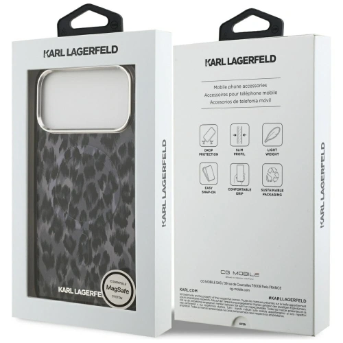 Etui Karl Lagerfeld IML Leopard Pattern MagSafe do Apple iPhone 17 Pro Max czarny