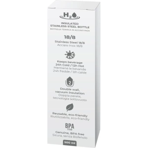 PURO H2O Thermal Stainless Steel Water Bottle 500ml (Matt White)