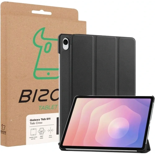 Etui z klapką Bizon Case Tab Croc do Samsung Galaxy Tab S11 czarne