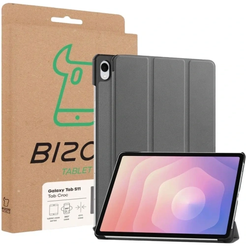 Etui z klapką Bizon Case Tab Croc do Samsung Galaxy Tab S11 szare