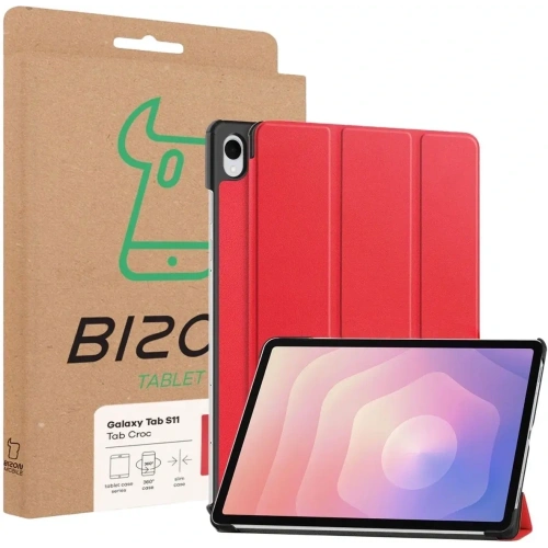 Etui z klapką Bizon Case Tab Croc do Samsung Galaxy Tab S11 czerwone