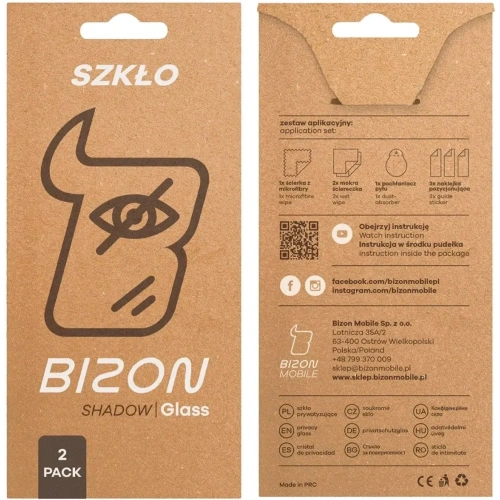 Prywatyzujące szkło hartowane Bizon Glass Clear Shadow do Samsung Galaxy M35 5G / A35 5G / A55 5G przyciemniane [2 PACK]