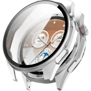 Etui ze szkłem do zegarka Bizon Case+Glass Watch do Huawei Watch GT6 46mm matowe srebrne