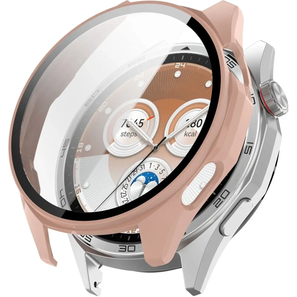 Etui ze szkłem do zegarka Bizon Case+Glass Watch do Huawei Watch GT6 46mm różowe
