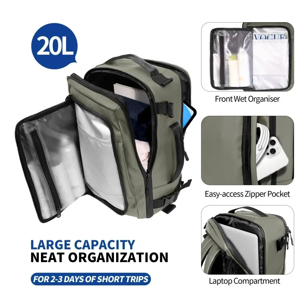 Plecak Tech-Protect Defender S50 Ryanair & Wizzair Travel Laptop Cabin Backpack 20L 40x20x25 Olive Green