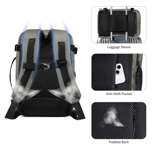 Plecak Tech-Protect Defender S50 Ryanair & Wizzair Travel Laptop Cabin Backpack 20L 40x20x25 Olive Green