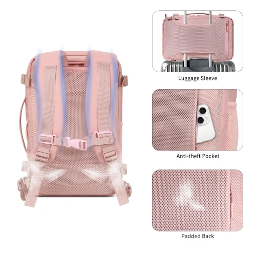 Plecak Tech-Protect Defender S50 Ryanair & Wizzair Travel Laptop Cabin Backpack 20L 40x20x25 Dusty Pink