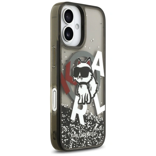 Etui Karl Lagerfeld Liquid Glitter Choupette Logo MagSafe do Apple iPhone 17 czarny